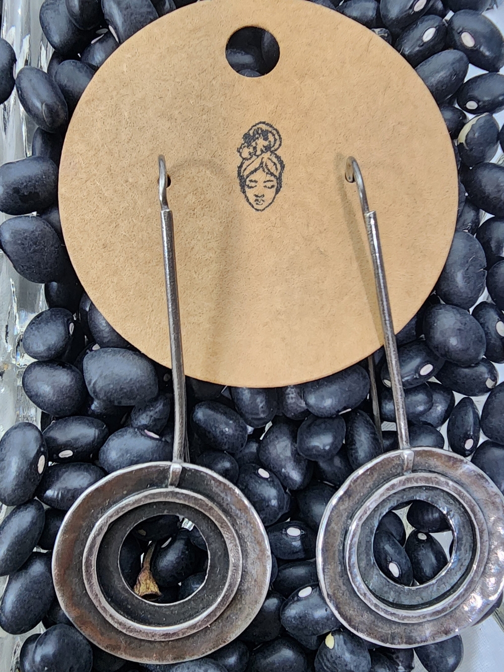 Vintage Silpada Israel Sterling Silver Hammered Circle Dangle Earrings W1848